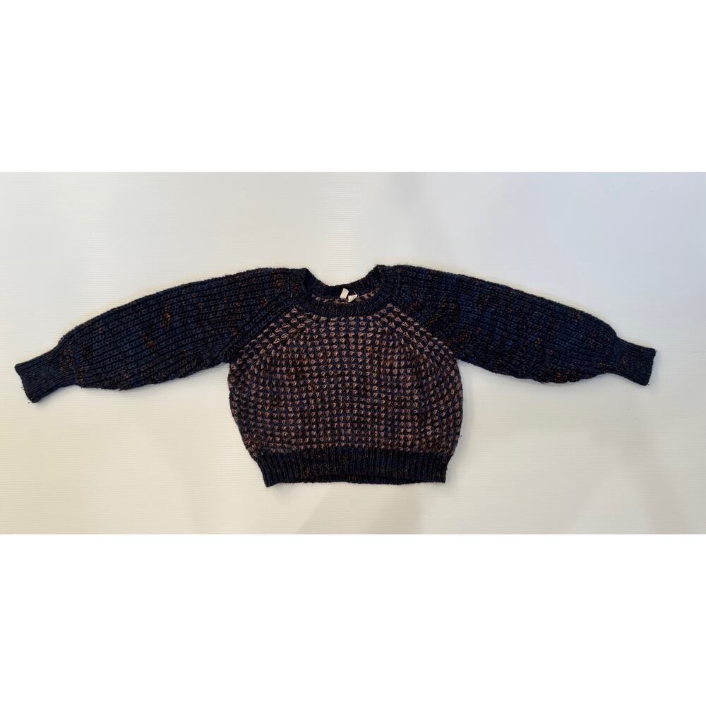 Moth Anthropologie Cropped Waffle Knit Sweater Wool Mohair Mauve Navy XXS - Picture 13 of 16